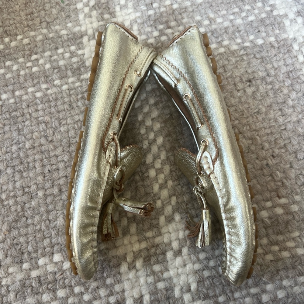 Coach 7 Nadia Gold Driving Loafer Slip On Moccasin Soft Leather Tassel - Picture 2 of 10